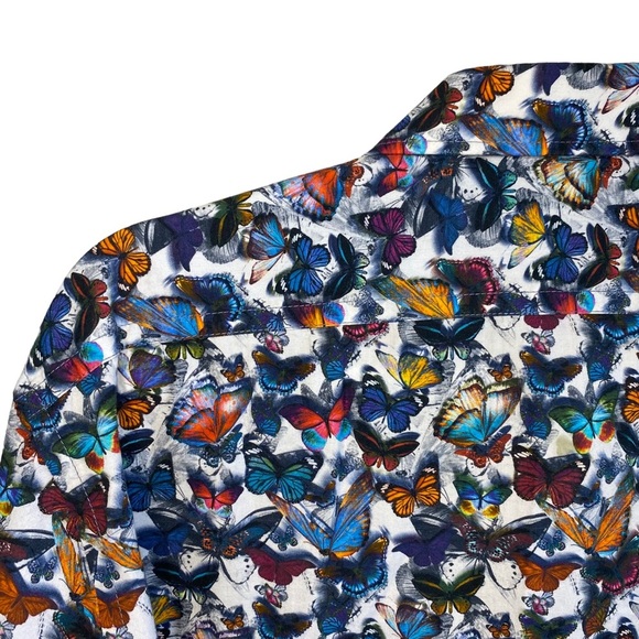 men's OLYMP colourful butterfly novelty print shirt large - Picture 6 of 9